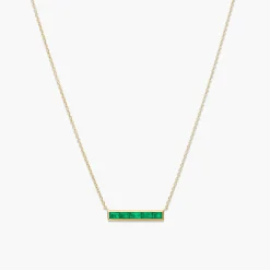 Baguette Emerald Bar Necklace