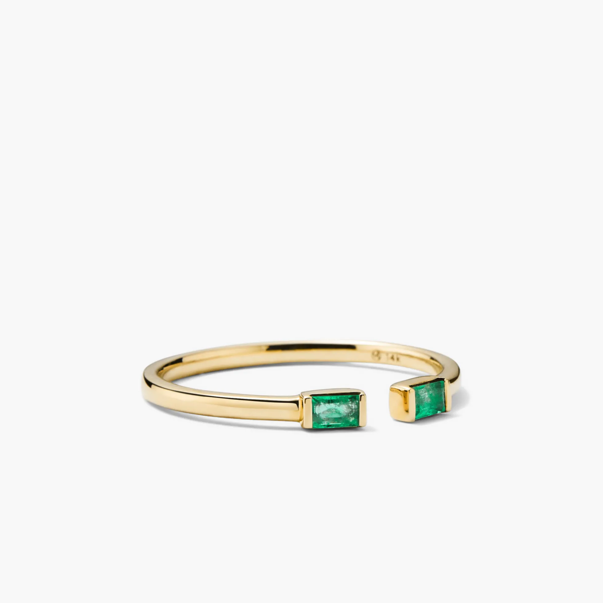 Baguette Emerald Open Ring