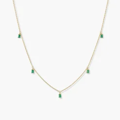 Baguette Gemstone Station Necklace