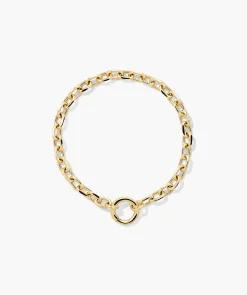 Large Square Oval Chain Charm Bracelet