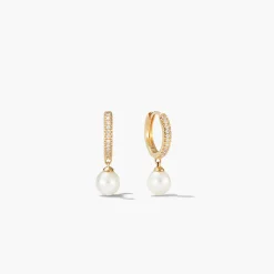 Pavé Diamond Pearl Huggies